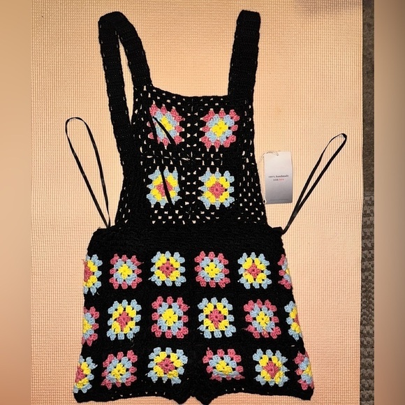 Black Crochet Overalls Small/Medium - Picture 1 of 2